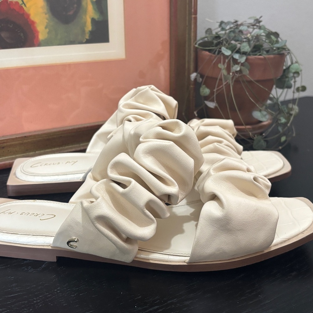 Circus by Sam Edelman Cream Sandals with Ruffled Design